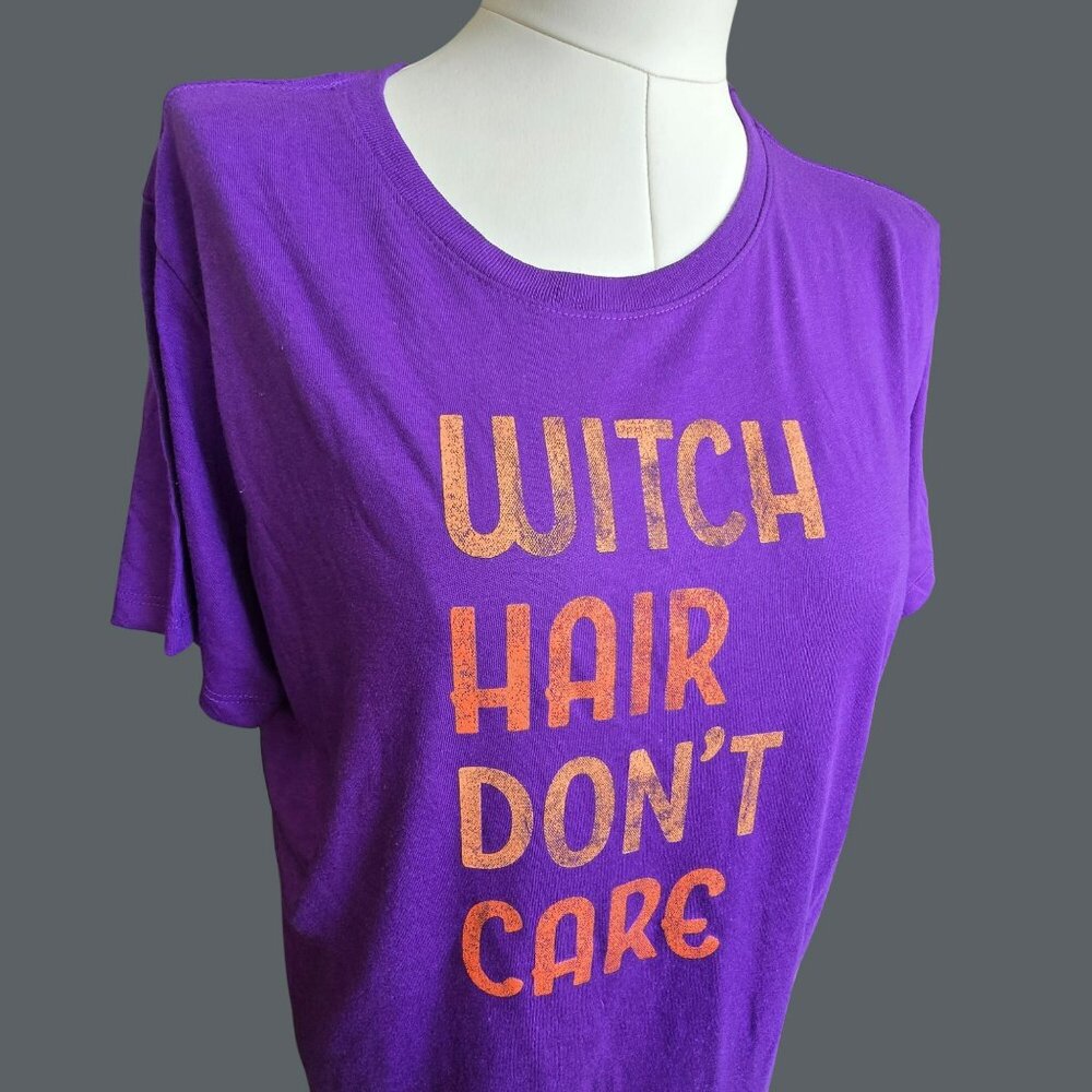 Witch Hair Dont Care Purple T-Shirt 2X Womens Way To Celebrate! Halloween JJ4189